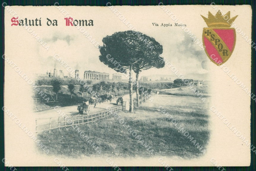 Roma Città Saluti da Via Appia Nuova SPQR Rilievo cartolina MX1986 – fronte