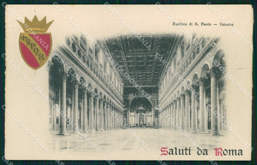 Roma Città Saluti da Basilica San Paolo Interno SPQR Rilievo cartolina MX1992 – fronte