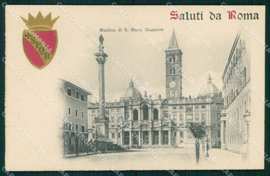 Roma Città Saluti da Basilica Santa Maria Maggiore SPQR Rilievo cartolina MX1997 – fronte