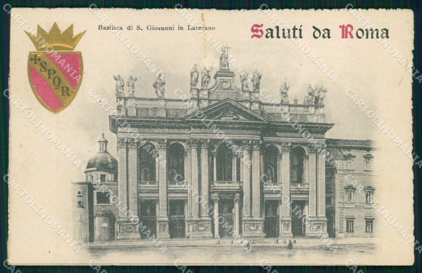 Roma Città Saluti da Basilica San Giovanni SPQR Rilievo cartolina MX1999 – fronte