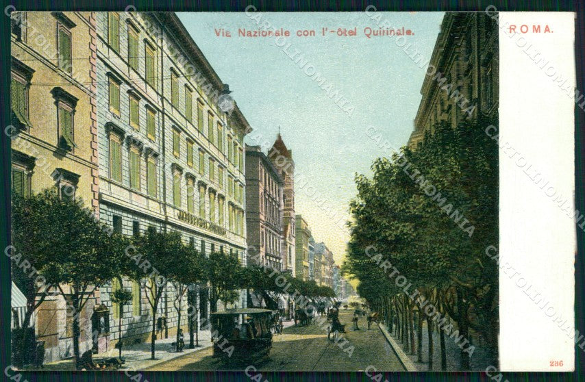 Roma Città Via Nazionale Tram Hotel Quirinale cartolina MX2040 – fronte