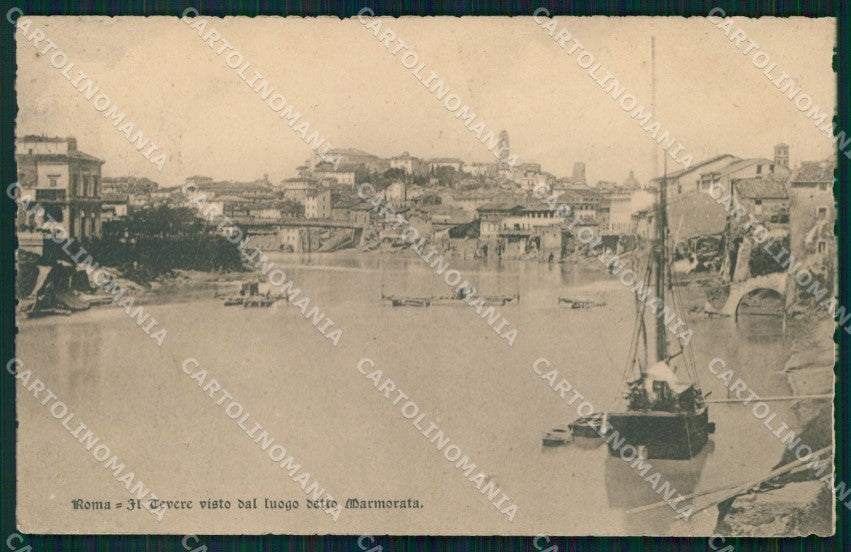 Roma Città Fiume Tevere da Marmorata Barche cartolina MX2059 – fronte