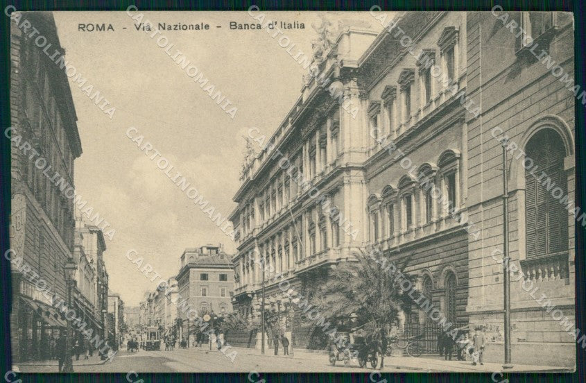 Roma Città Via Nazionale Tram Banca d'Italia cartolina MX2112 – fronte