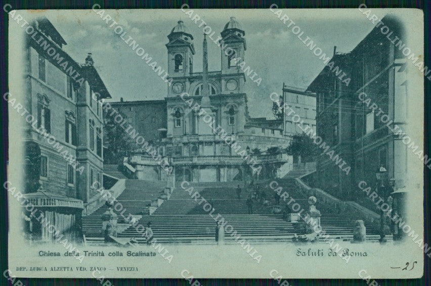 Roma Città Saluti da Chiesa Trinità Scalinata cartolina MX2125 – fronte