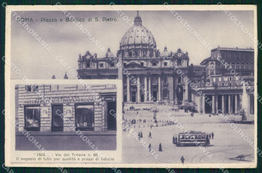 Roma Città Piazza Basilica di San Pietro Tram PIEGHINE cartolina MX2148 – fronte
