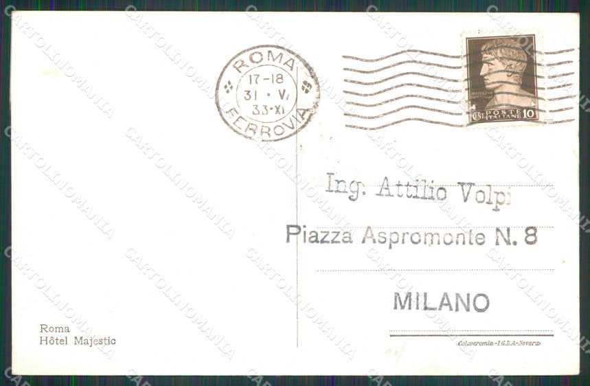 Roma Città Hotel Majestic cartolina MX2293 – retro