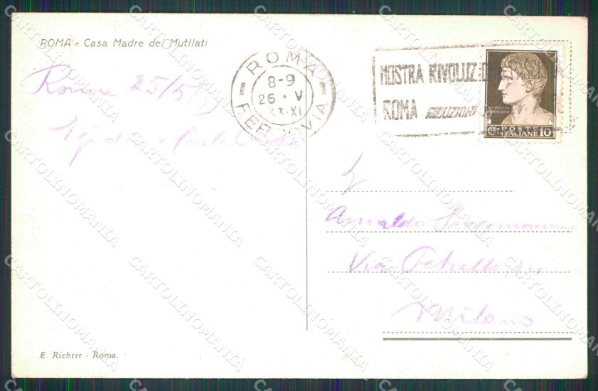 Roma Città Casa Madre Mutilati cartolina MX2296 – retro