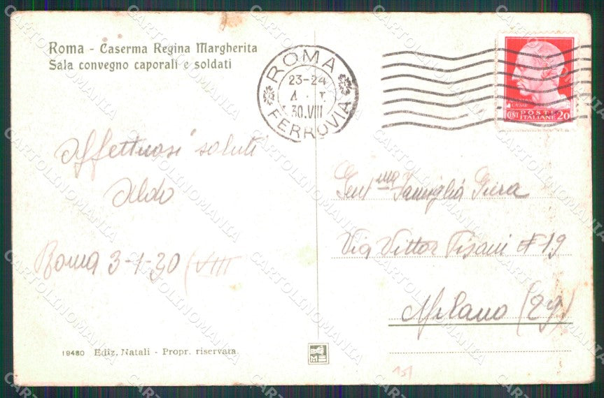Roma Città Caserma Regina Margherita Fanteria STRAPPO cartolina MX2297 – retro
