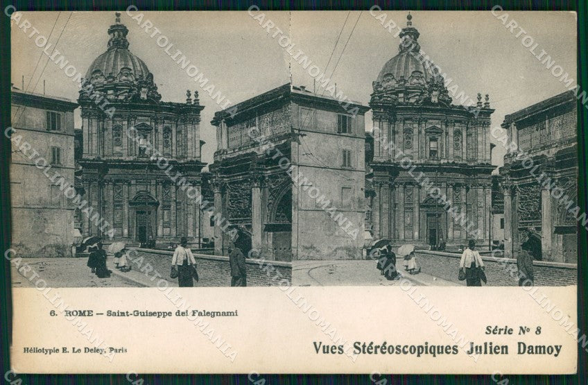 Roma Città Chiesa San Giuseppe dei Falegnami Stereoview cartolina MX2306 – fronte