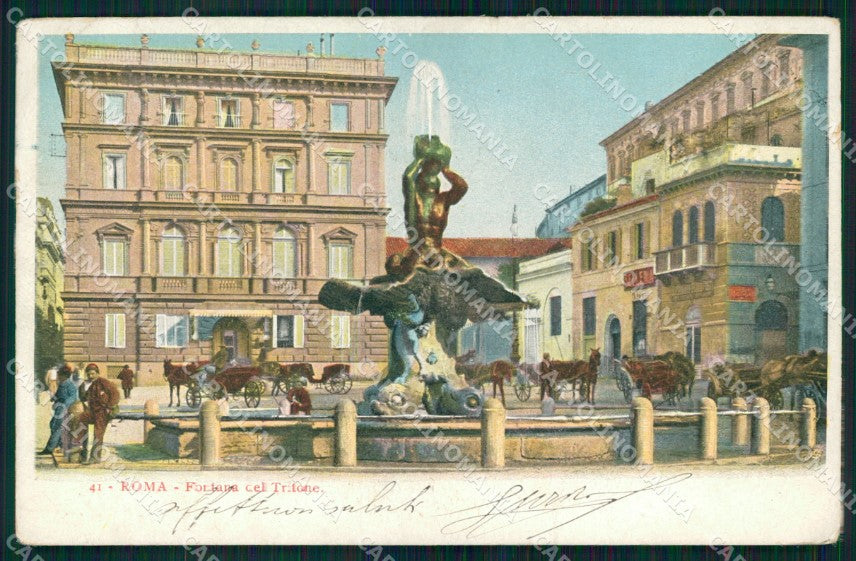 Roma Città Fontana del Tritone cartolina MX2333 – fronte