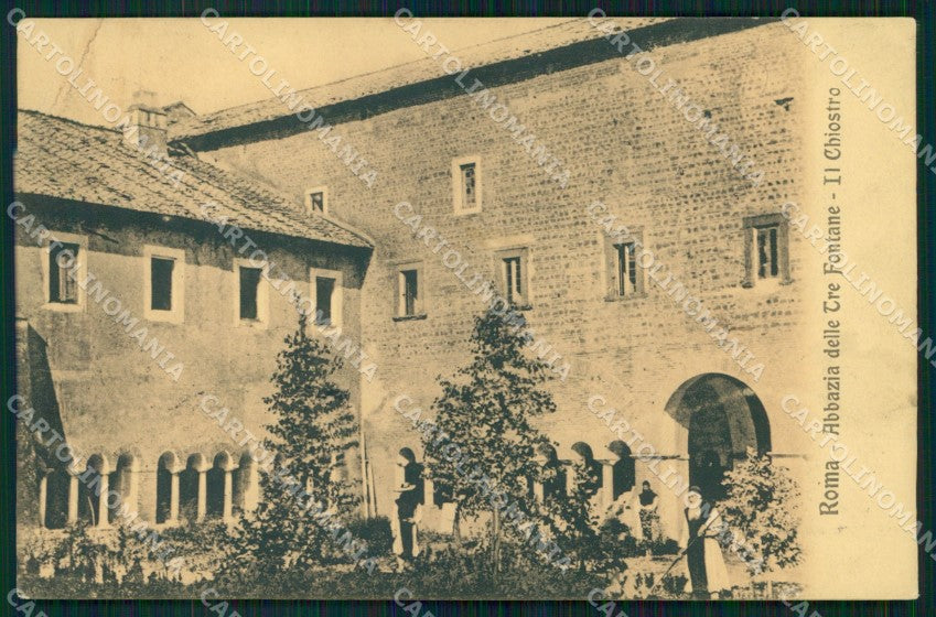 Roma Città Abbazia Tre Fontane Chiostro Frati PIEGA cartolina MX2344 – fronte