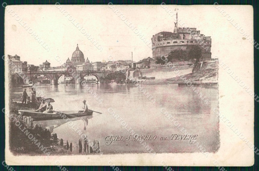 Roma Città Castel Sant'Angelo Tevere Barche ABRASA cartolina MX2345 – fronte