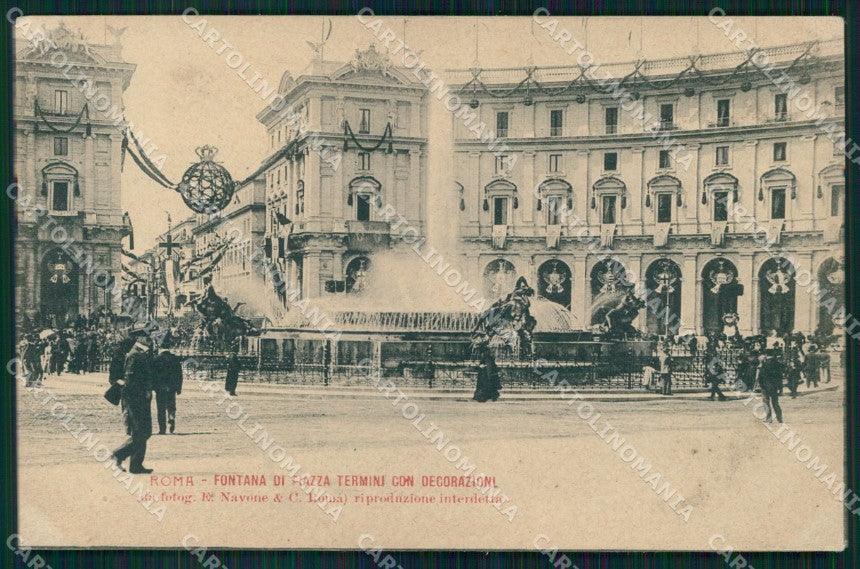 Roma Città Fontana Piazza Termini Decorazioni cartolina MX2349 – fronte