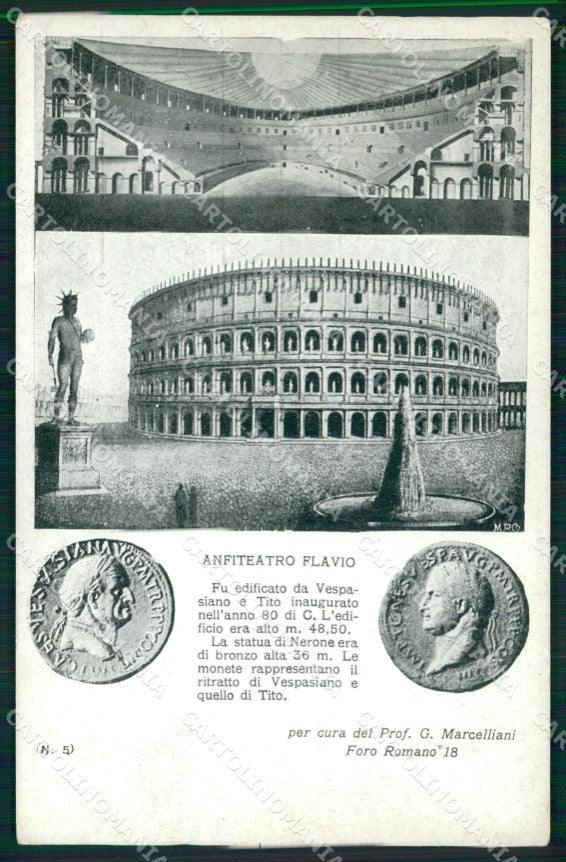Roma Città Anfiteatro Flavio Monete Vespasiano Tito cartolina MX2399 – fronte