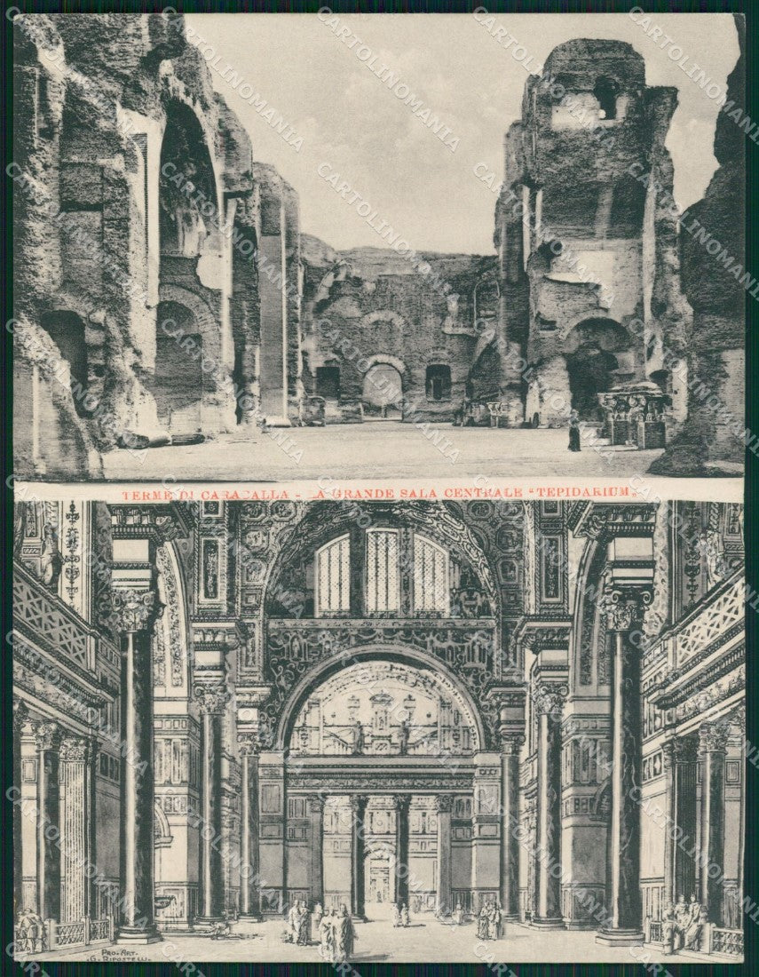 Roma Città Terme Caracalla Sala Centrale PIEGA Doppia cartolina MX2404 – fronte