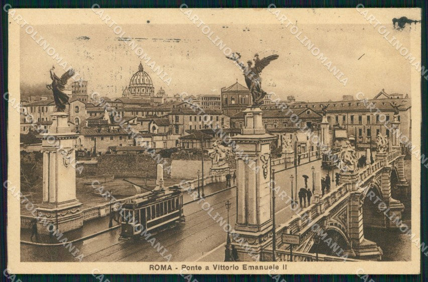 Roma Città Ponte Vittorio Emanuele II Tram cartolina MX2468 – fronte