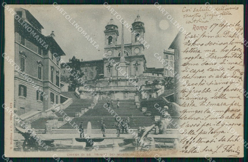 Roma Città Chiesa Trinità dei Monti Chiaro di Luna Modiano 473 cartolina MX2478 – fronte