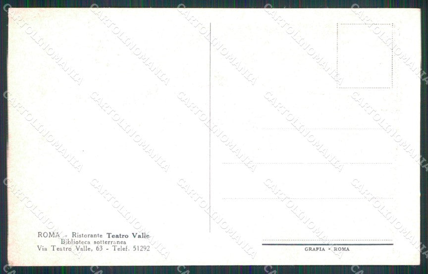 Roma Città Ristorante Teatro Valle Biblioteca Sotterranea cartolina MX2481 – retro