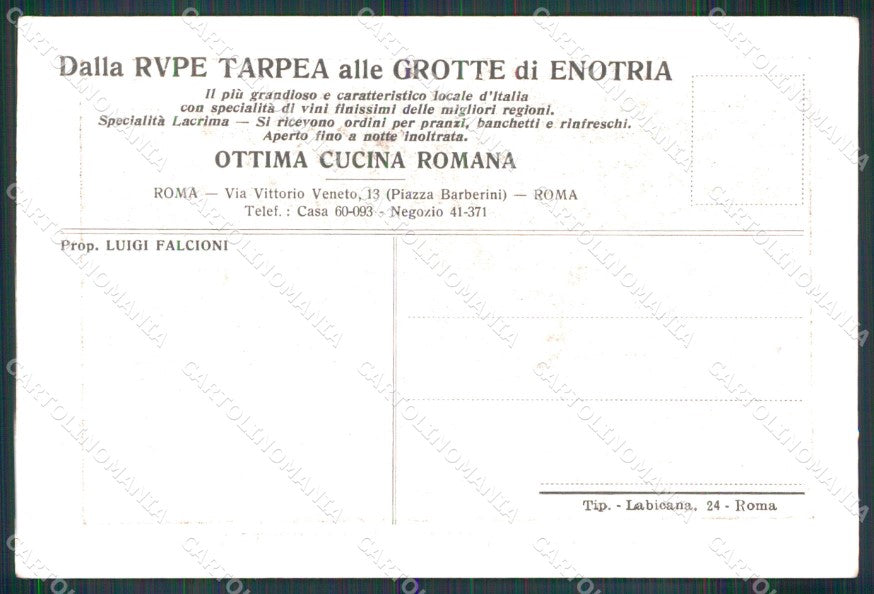 Roma Città Dalla Rupe Tarpea alle Grotte di Enotria Ristorante cartolina MX2482 – retro