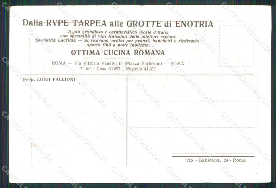 Roma Città Dalla Rupe Tarpea alle Grotte di Enotria Ristorante cartolina MX2483 – retro