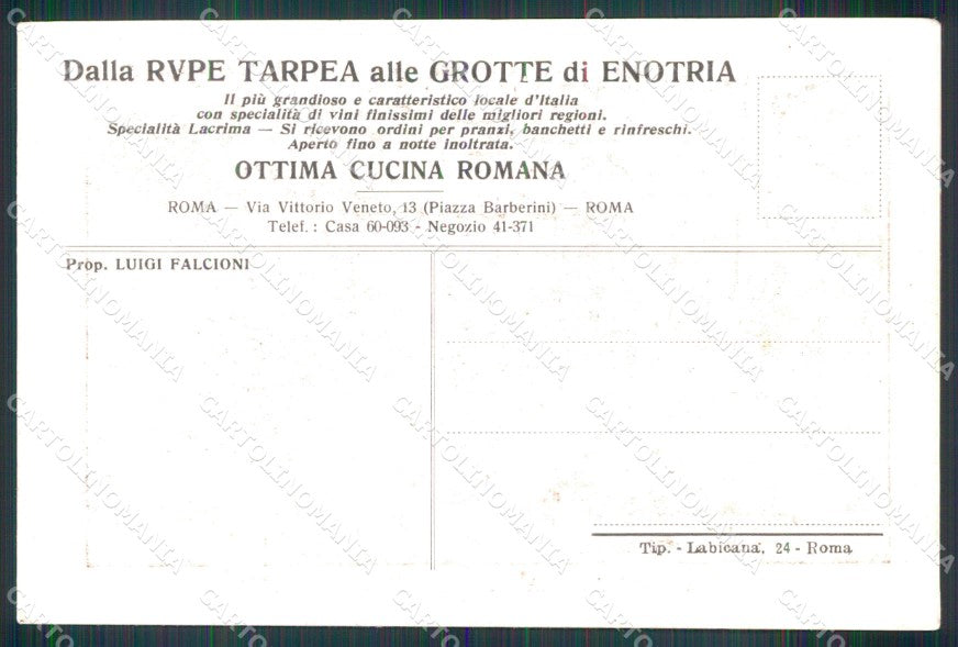 Roma Città Dalla Rupe Tarpea alle Grotte di Enotria Ristorante cartolina MX2484 – retro