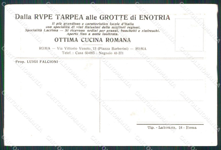 Roma Città Dalla Rupe Tarpea alle Grotte di Enotria Ristorante cartolina MX2485 – retro