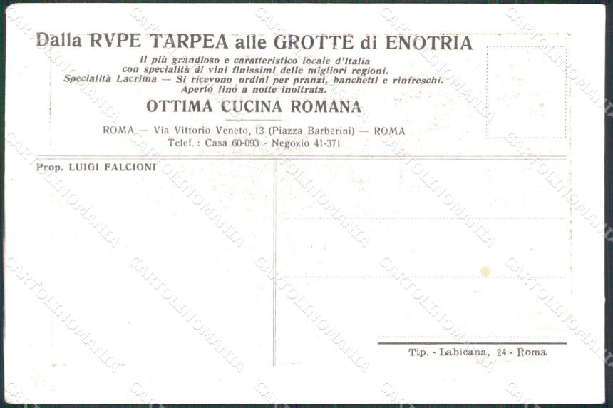 Roma Città Dalla Rupe Tarpea alle Grotte di Enotria Ristorante cartolina MX2486 – retro