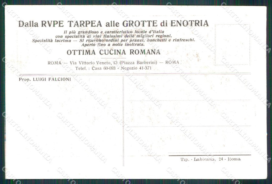 Roma Città Dalla Rupe Tarpea alle Grotte di Enotria Ristorante cartolina MX2488 – retro