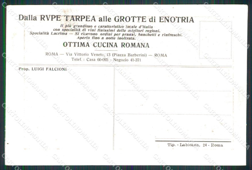 Roma Città Dalla Rupe Tarpea alle Grotte di Enotria Ristorante cartolina MX2489 – retro