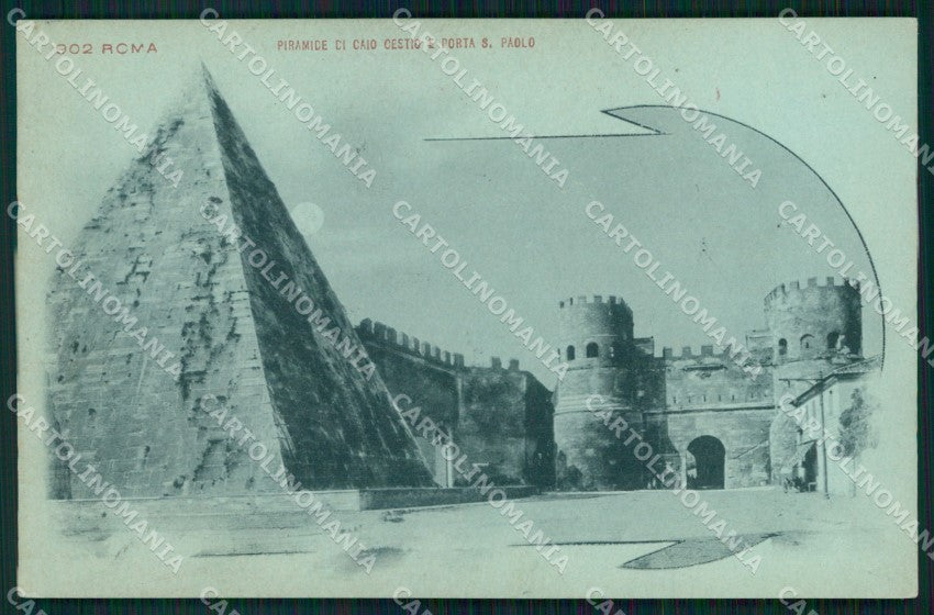 Roma Città Piramide Caio Cestio Porta San Paolo Chiaro di Luna cartolina MX2492 – fronte