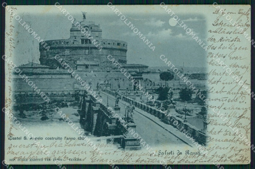 Roma Città Saluti da Castel Sant'Angelo Chiaro di Luna cartolina MX2496 – fronte