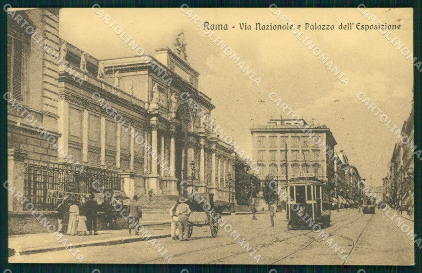 Roma Città Via Nazionale Tram Palazzo Esposizione cartolina MX2545 – fronte