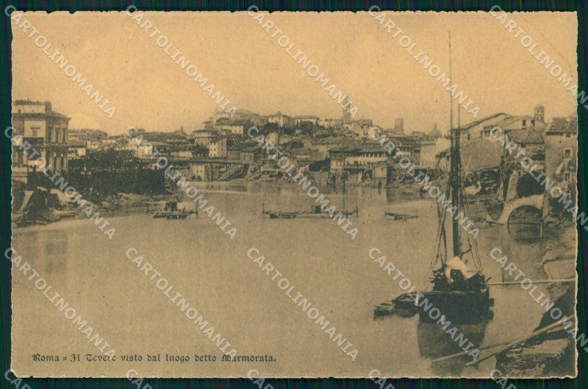 Roma Città Fiume Tevere Marmorata Barche cartolina MX2580 – fronte