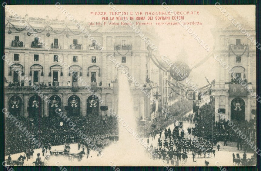 Roma Città Piazza Termini Decorazioni Visita Sovrani Esteri cartolina MX2595 – fronte