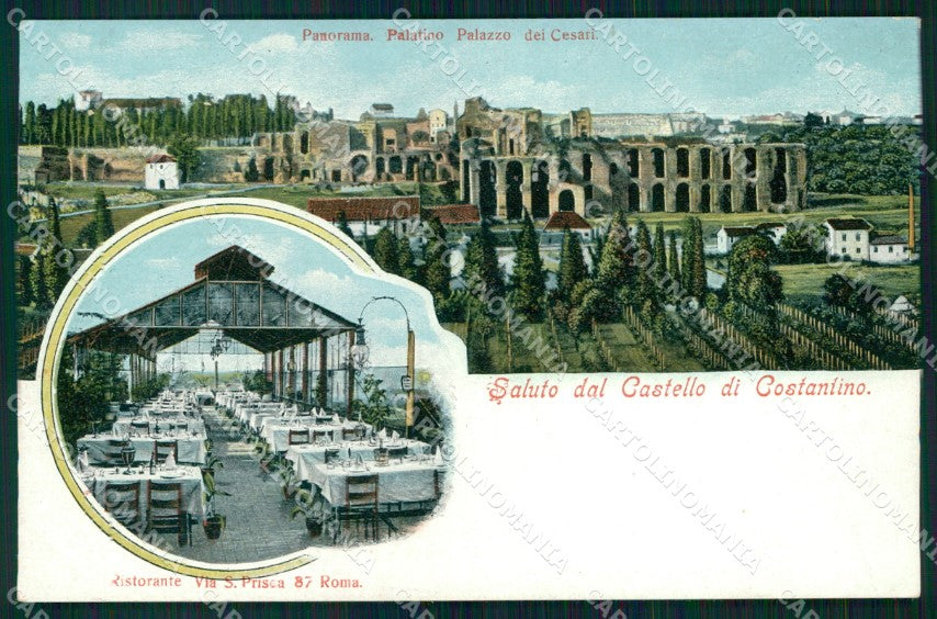 Roma Città Saluto da Castello Costantino Ristorante PIEGA cartolina MX2659 – fronte