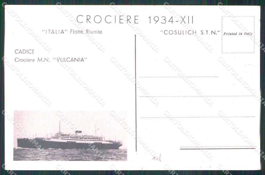 Roma Città Crociera Vulcania Pubblicitaria cartolina MX2684 – retro