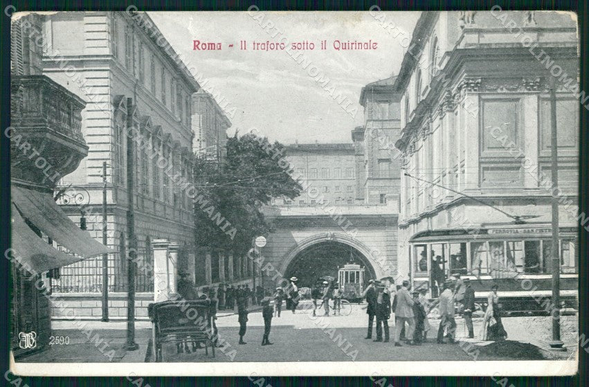 Roma Città Traforo sotto Quirinale Tram Alterocca 2590 cartolina MX2708 – fronte