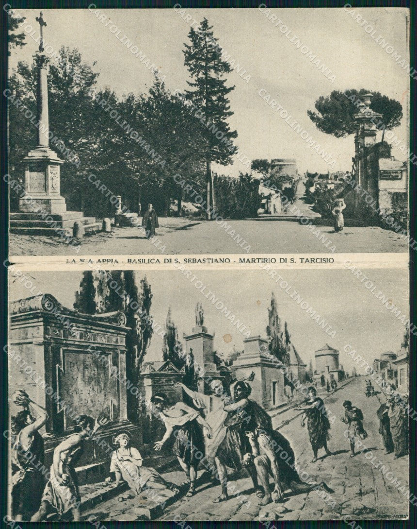 Roma Città Via Appia Basilica San Sebastiano Doppia cartolina MX2710 – fronte