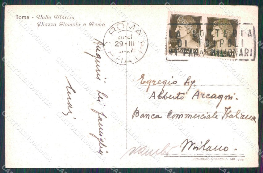 Roma Città Piazza Romolo Remo Valle Murcia cartolina MX2719 – retro