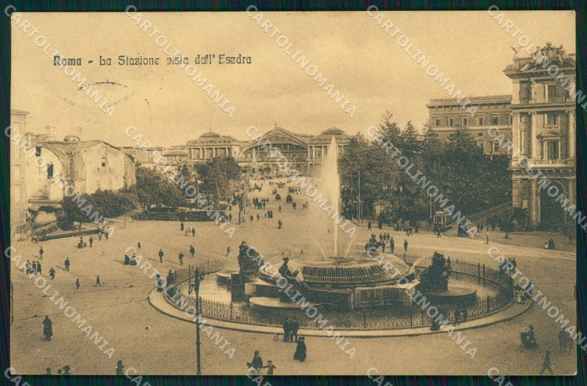 Roma Città Stazione Vista dall'Esedra Tram Alterocca 105 cartolina MX2740 – fronte