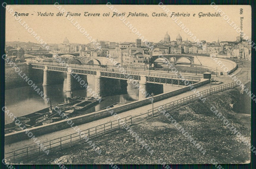 Roma Città Tevere Ponti Palatino Cestio Fabrizio Garibaldi cartolina MX2778 – fronte