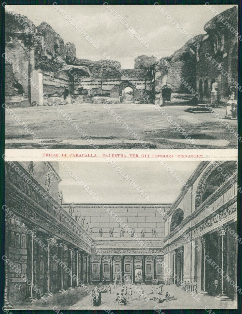 Roma Città Terme Caracalla Palestra Esercizi Ginnici Doppia cartolina MX2779 – fronte