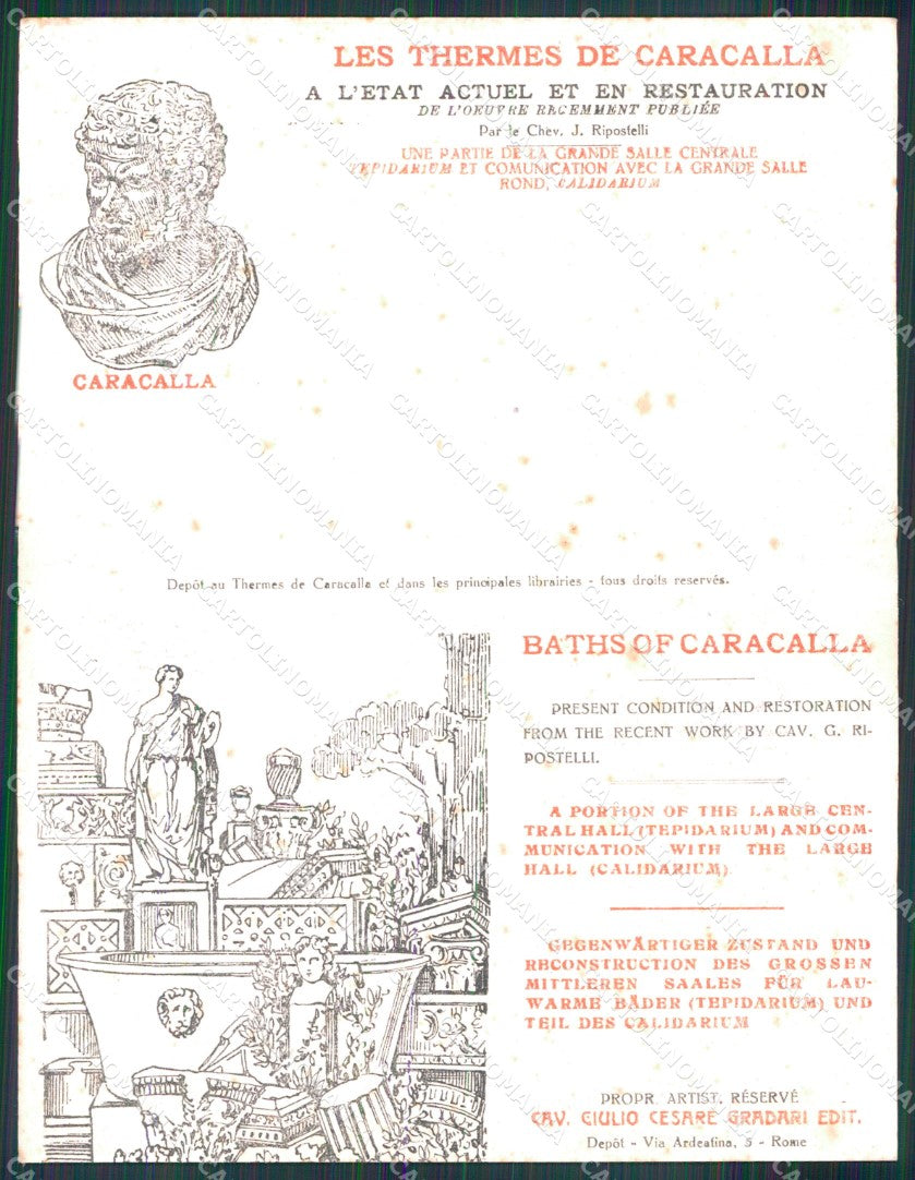 Roma Città Terme Caracalla Sala Centrale Doppia cartolina MX2781 – retro