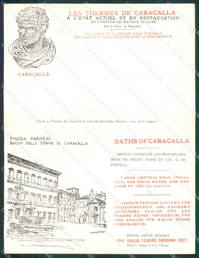 Roma Città Terme Caracalla Sala Centrale Doppia cartolina MX2782 – retro