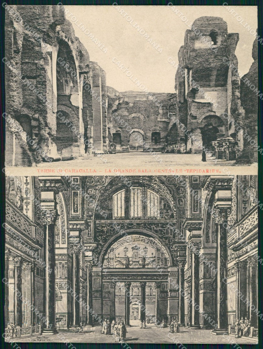 Roma Città Terme Caracalla Grande Sala Centrale Doppia cartolina MX2783 – fronte