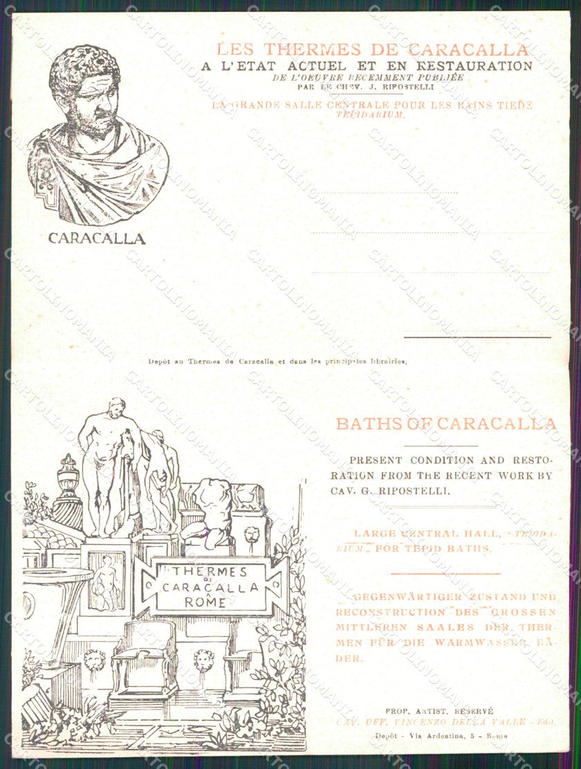 Roma Città Terme Caracalla Grande Sala Centrale Doppia cartolina MX2783 – retro
