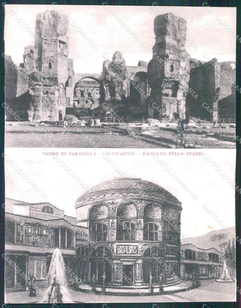 Roma Città Terme Caracalla Facciata sullo Stadio Doppia cartolina MX2784 – fronte