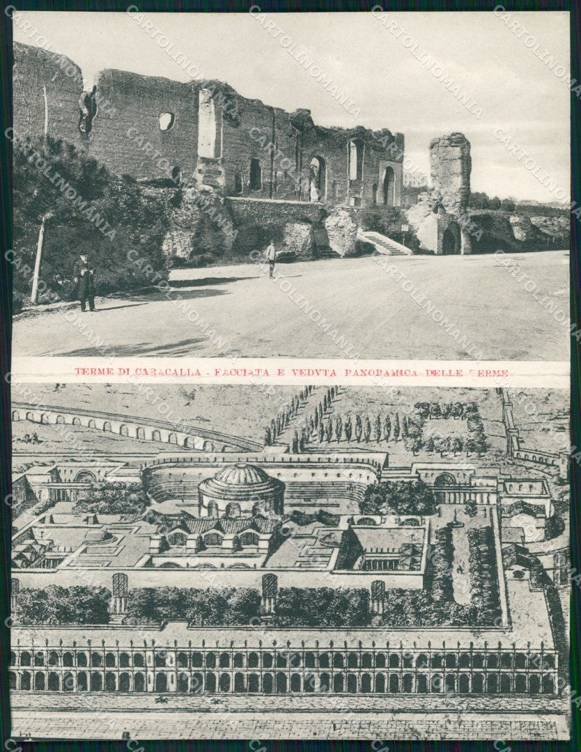 Roma Città Terme Caracalla Facciata Veduta Panoramica Doppia cartolina MX2785 – fronte