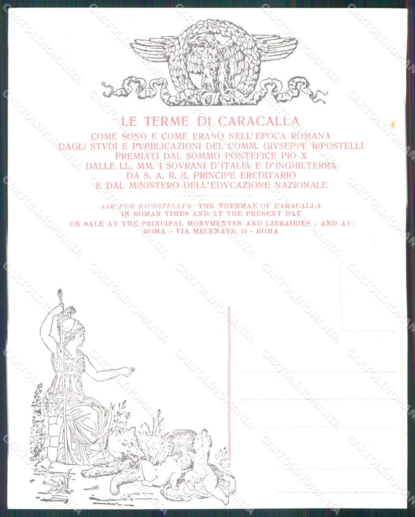 Roma Città Terme Caracalla Veduta Prospettica Edificio Doppia cartolina MX2786 – retro