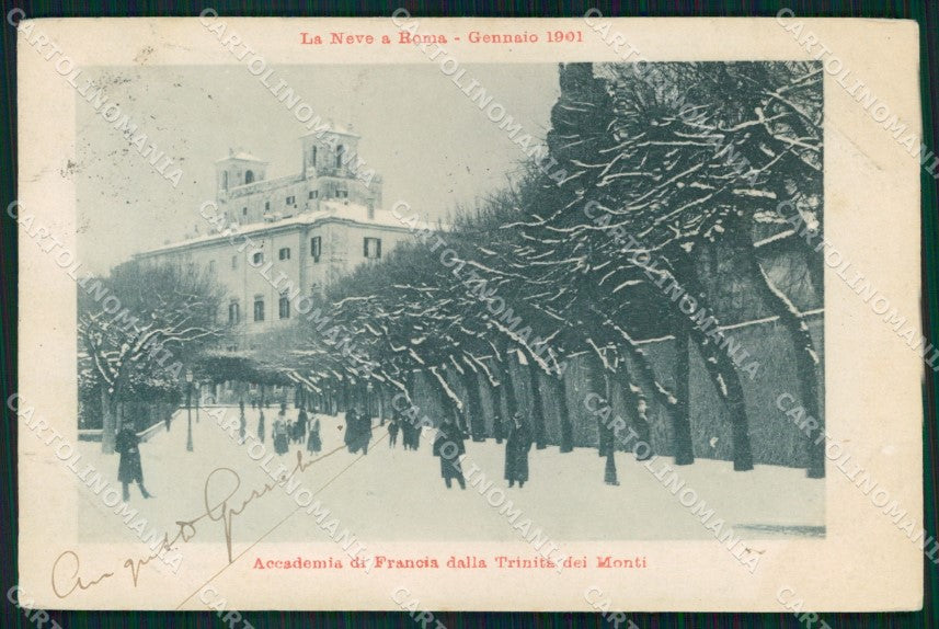 Roma Città Accademia Francia Trinità dei Monti Neve cartolina MX2833 – fronte